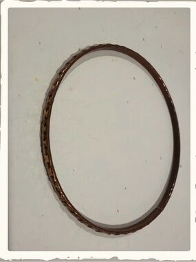 Textured Metal Bangle Bracelet - Brown/Gold Tone